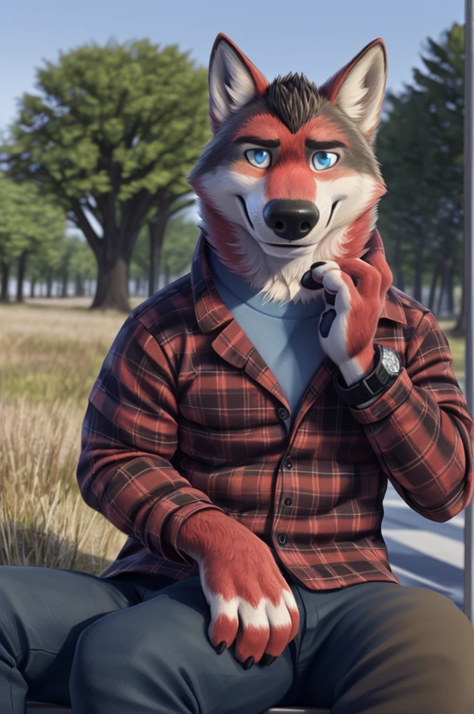 Ivan Fedorovich Wolfbach (Novosibirsk) ,tall handsome, wolf,young, 24 years, brown fur,Kind,(red body:1.3),beautiful blue eyes,Novosibirsk,dressed, plaid shirt, galmtuk butterfly, jeans,hair,bang,canine, wolf, detailed fur, male, second, paw pads, finger claws,At the viewer, 5 fingers, paws, 5 fingers, smile, wrist watch, т nextel,by xenoforge, (difficult, high detail, digital photography, soft focus, RAW,goes for a walk, ,Very close to the camera, variety,Novosibirsk, smile, good mood, positive, Very close to the camera, plaid shirt, At the hairdresser, without hair, covered,
Photorealism, realistic, photorealistic, digital style, Subsurface scattering,I look at the viewer,is sitting, looks at the mirror, men's cosmetics, perfume perfumery, plaid shirt, cuts his hair,
masterpiece, Best quality, ultra realistic, 8 thousand.)