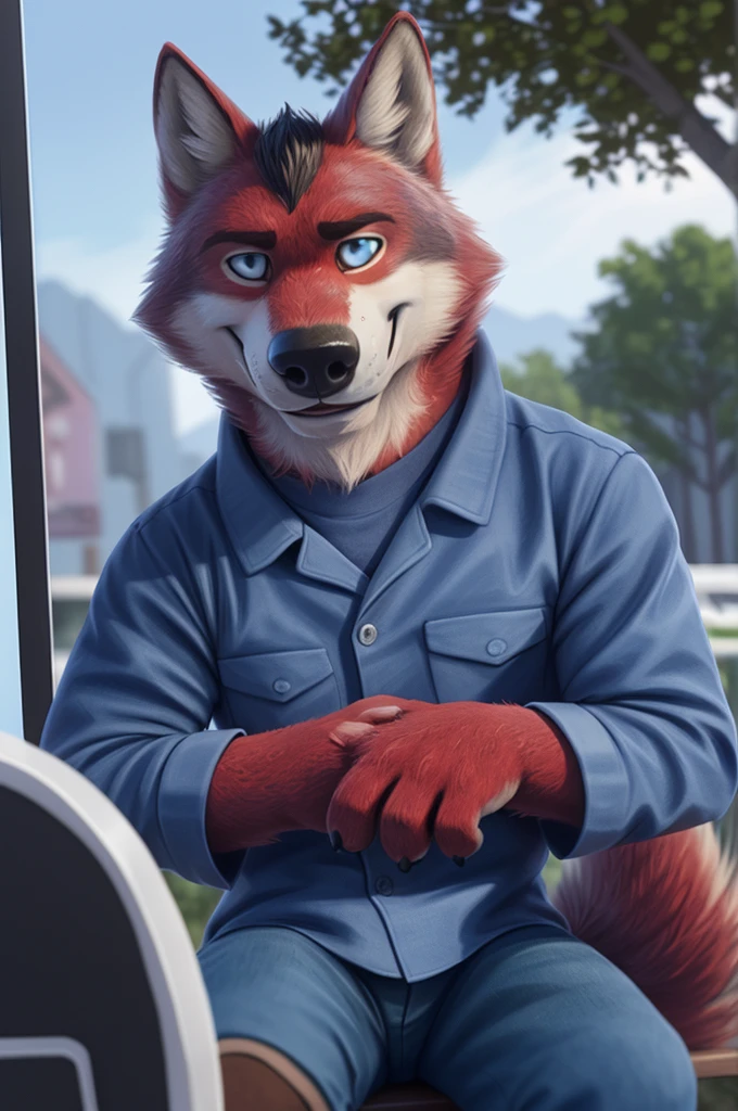 Ivan Fedorovich Wolfbach (Novosibirsk) ,tall handsome, wolf,young, 24 years, brown fur,Kind,(red body:1.3),beautiful blue eyes,Novosibirsk,dressed, plaid shirt, galmtuk butterfly, jeans,hair,bang,canine, wolf, detailed fur, male, second, paw pads, finger claws,At the viewer, 5 fingers, paws, 5 fingers, smile, wrist watch, т nextel,by xenoforge, (difficult, high detail, digital photography, soft focus, RAW,goes for a walk, ,Very close to the camera, variety,Novosibirsk, smile, good mood, positive, Very close to the camera, plaid shirt, At the hairdresser, without hair, covered,
Photorealism, realistic, photorealistic, digital style, Subsurface scattering,I look at the viewer,is sitting, looks at the mirror, men's cosmetics, perfume perfumery, plaid shirt, cuts his hair,
masterpiece, Best quality, ultra realistic, 8 thousand.)