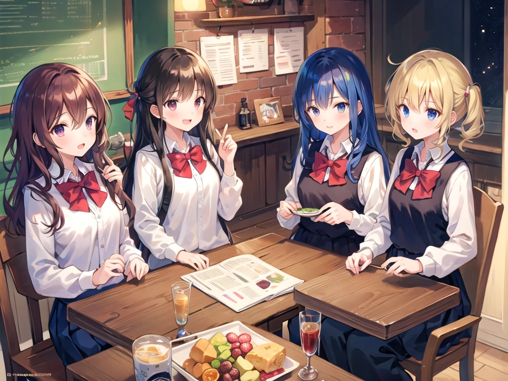 masterpiece, Highest quality, High resolution, Four Girls,Magic school students