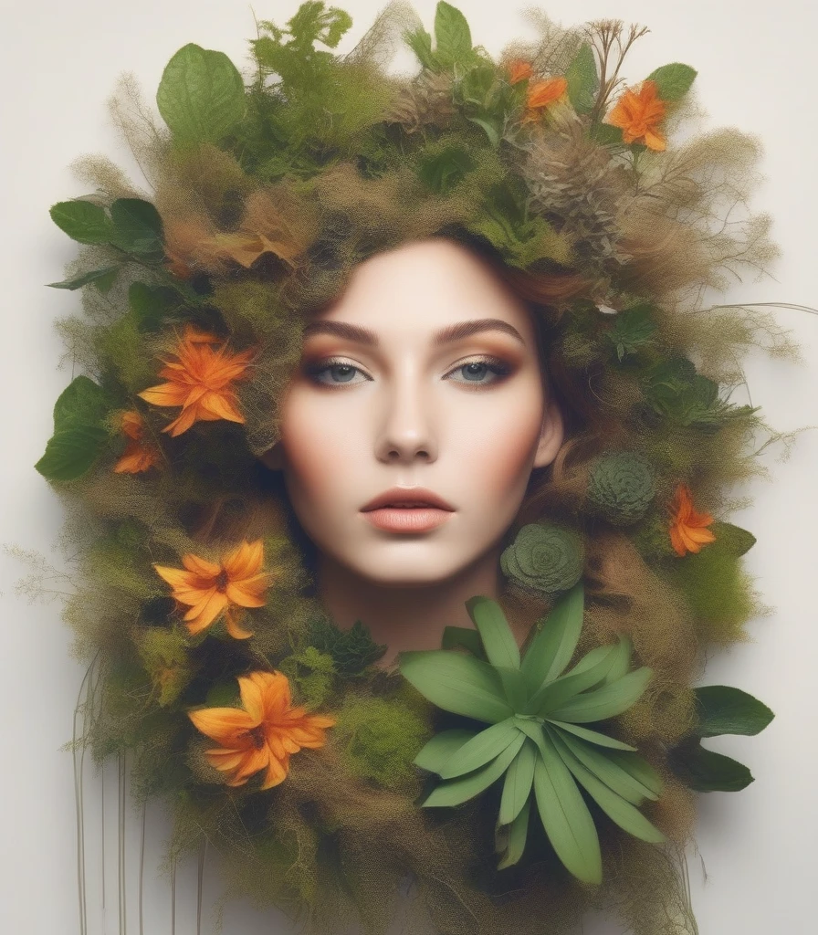 A beautyful girl,Testimonials:a girl made of dead plants, a girl made of fresh plants,a girl made of fresh plants