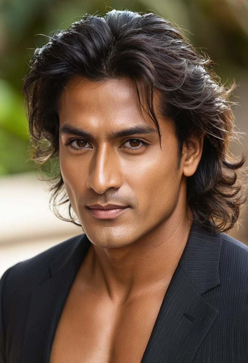 Kaliman actor with thick hair tanned skin
