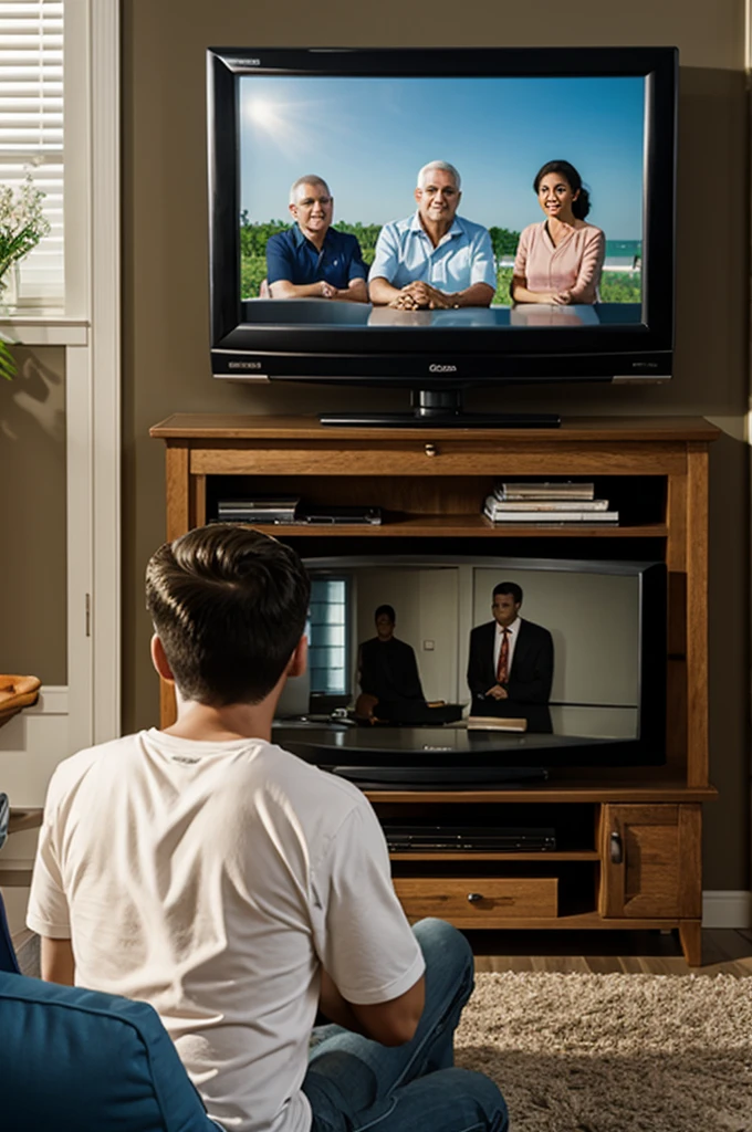 People watching the Neighbors program on television