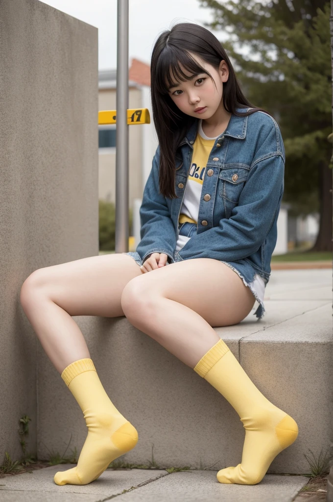 adolescent, pussy, yellow socks, feet 