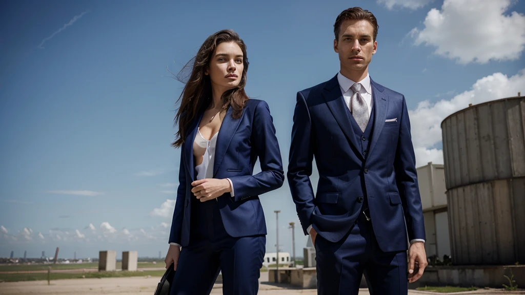 Models Man and woman. Suits