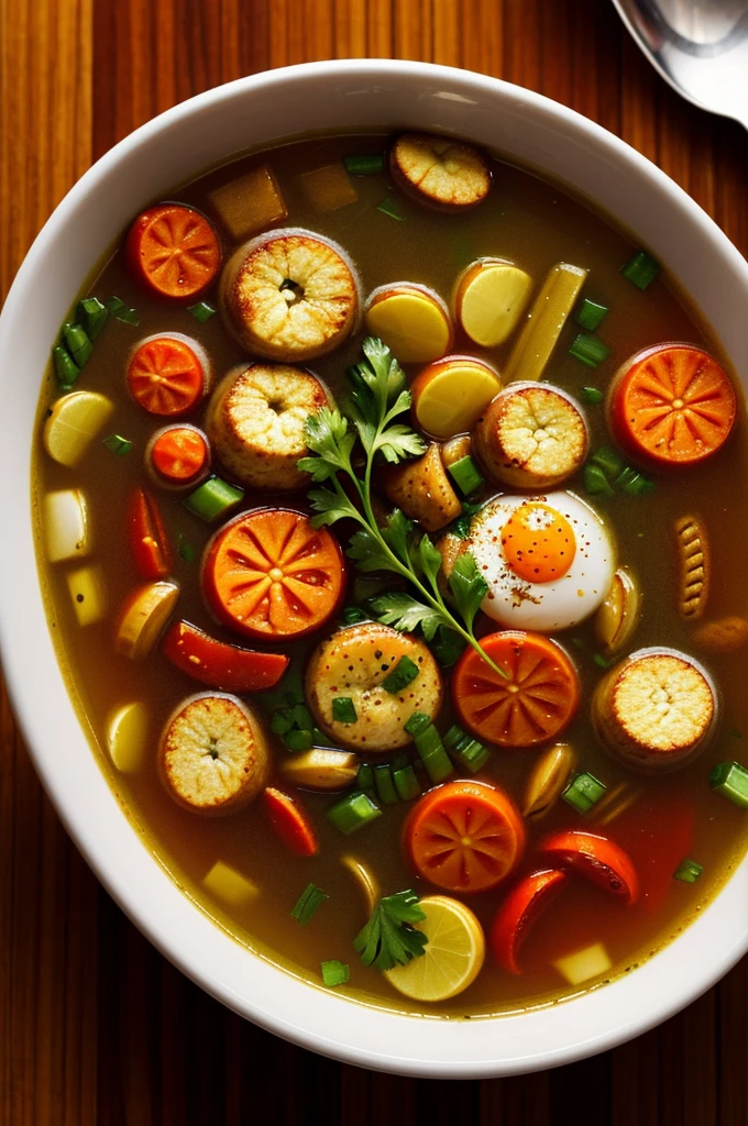 Illustrate an image of food very hot like soup 4k resolution