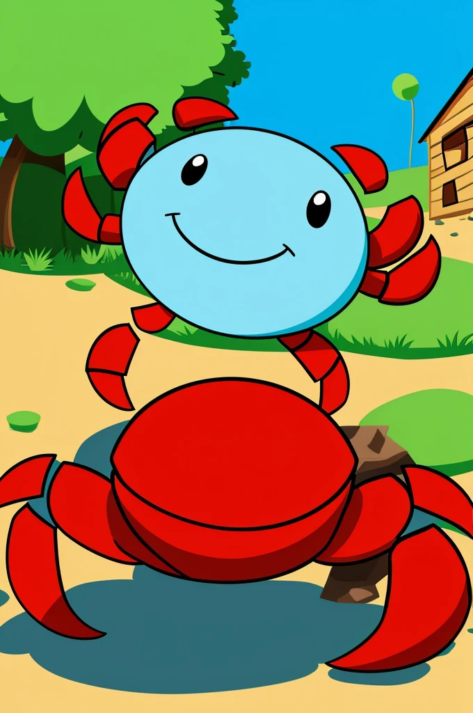 You can draw a crab in cartoon style playing paint ball