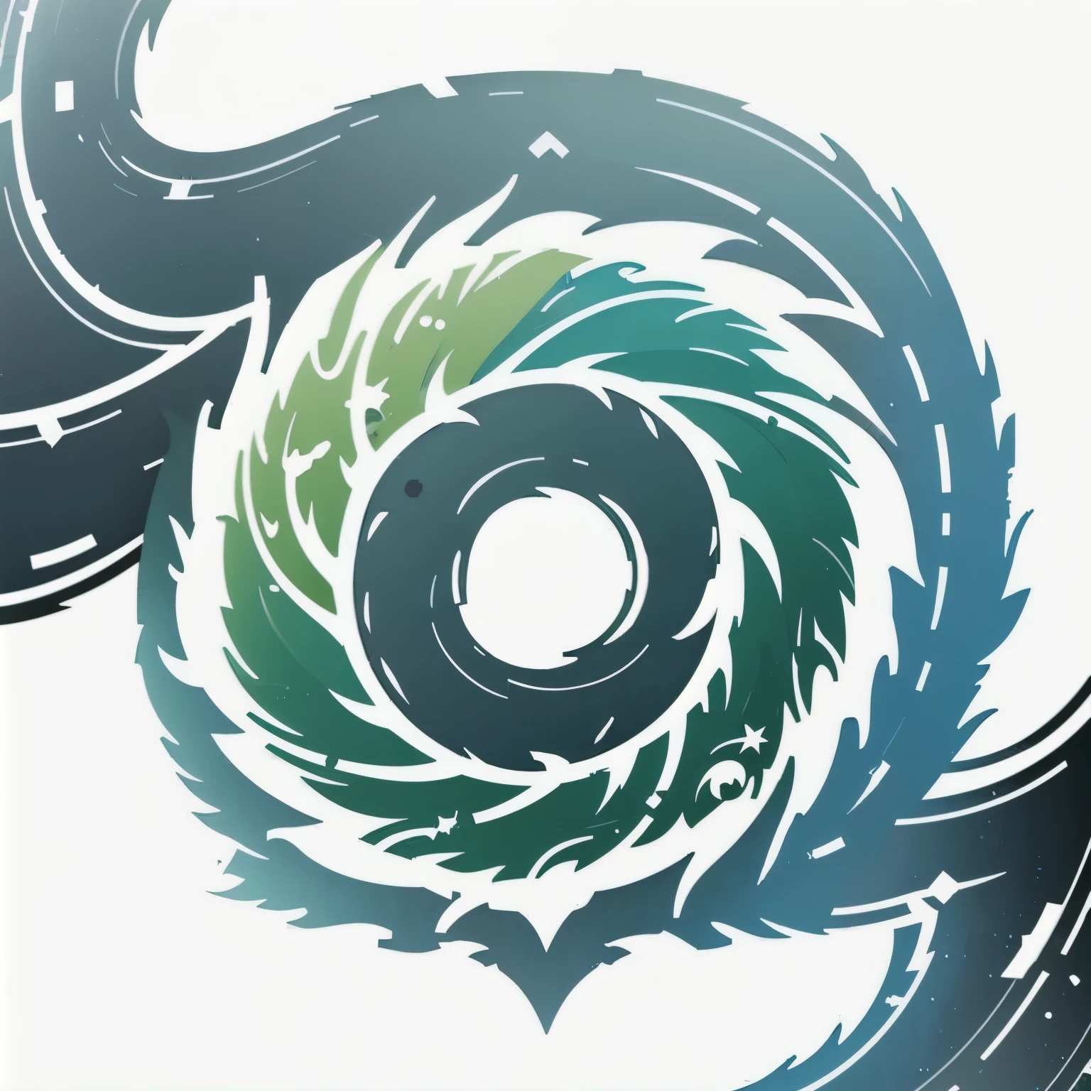 a logo using a featured sheet, very simple for a nature faction in an RPG world, nature emblem, only green color, leafy, tranquil, Pacific, chic, Symmetrical, posh, high qualiy, com fundo branco
