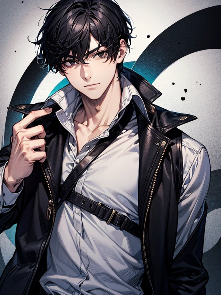 Adult man with black hair and black eyes