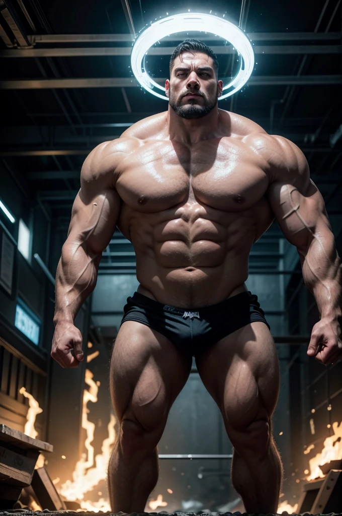God Atlas,
"strong nuclear/muscular Android/Biomechanical God with angry face and head exploding with nuclear and electric effects, demential mood, carrying a bar weight gym with his hands, complet full body, cinematic wide angle lens, extremely real, 8k sophisticated colorful photo, denoise, meticuly detailed, richly illustrated, in cinematic location, in perfect symmetry"