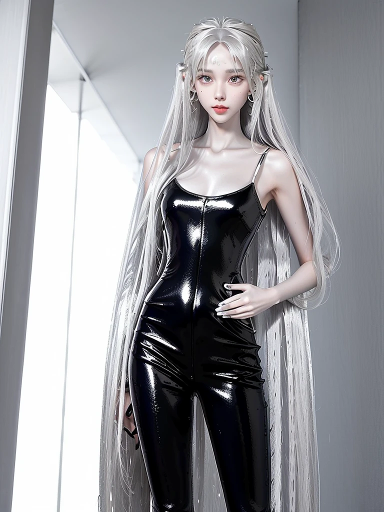 (Anatomically normal:1.8)、(９Life-size small face:1.8)、(She has an extreme exhibitionism habit and has a strong desire for everyone to see her naked.:1.8)、(She suddenly wanted to show off her beautiful bust to the viewers who were in love with her, so she took off her bra. She is a super beautiful gravure idol with a beautiful, slim and slender figure.:1.8)、(Super long, shiny, super straight silver hair that reaches down to her waist:1.8)、(Long, straight, silver hair that didn&#39;t get torn by the wind and fell straight down to her waist.:1.8)、(頭の上から綺麗な足のBare toesまで写っている上半身だけ全裸の全身写真:1.8)、Professional top-class gravure idol、(She is a very attractive woman with a beautiful hourglass figure and a completely naked upper body.:1.8)、(Thin and slender build:1.8)、(A naked waist that&#39;s too thin:1.8)、(Smooth, white, wrinkle-free skin all over the body:1.8)、Exposed, bare, beautiful legs that are too long and too thin、(The beauty of her naked legs, so thin:1.8)、(Professional top-class gravure idolらしい上半身が全裸になって全裸の綺麗な乳房を強調したセクシーな直立して綺麗で細い足を揃えているポーズ:1.8)、(頭の上から綺麗な足のBare toesまで写っている直立して立っているポーズの全身写真:1.8)、Bare deep collarbone、Naked smooth shoulders、Naked Deep Cleavage、The exposed upper body is completely naked. The young, firm, firm breasts are large and beautiful.:1.8)、(With her upper body completely naked, everyone can see her proud pink areola and erect, prominent nipples.:1.8)、The proud, protruding upper body shows off her bare breasts.、(The desire to show off beautifully shaped, large breasts while completely naked:1.8)、Dynamic Effects、Written boundary depth、Cinematic Light、Lens flare、Ray Tracing))、Fantasy、Big, beautiful blue eyes、A beautiful, symmetrical face、(Too beautiful small face:1.8)、A beautiful and small face created by a professional makeup artist to perfection、(A beautiful woman with a small face that is so beautiful you can&#39;t help but stare.:1.8)、Bare toes、jewelry、(Anatomically normal:1.8)、(No anatomical abnormalities:1.8)、(Professional top-class gravure idolらしい上半身が全裸になって見事に露出した上半身が全裸の垂れていない張りのある綺麗で大きな乳房を強調したセクシーなポーズ:1.8)、(立っている全身の姿の頭の上から足のBare toesまで写っている全身写真:1.8)、(Her beautiful legs are neatly aligned:1.8)、(She looks at the viewer with a look of genuine love and desire.:1.8)、(She was only wearing a pair of high quality, branded, ultra compact violet panties.:1.8)、(The upper body is completely naked:1.8)、(The upper half of the body is completely naked and not wearing anything:1.8)、(The upper body is completely nakedになって若さのある垂れていない張りのある綺麗な形の全裸の乳房:1.8)、(With her topless body exposed, her tiny waist was beautifully exposed:1.8)、(Her upper body was completely naked and exposed, revealing her beautiful pink areola and prominent, erect, naked nipples.:1.8)、(Her bare upper body is completely naked and exposed, revealing her beautiful vertically split bare navel.:1.8)、(A photo of a gravure idol completely naked from the waist up, taken by a professional photographer in a photo studio.:1.8)、(Anatomically, there is no abnormality in the face.:1.8)、(Anatomically, there are no abnormalities in the upper body.:1.8)、(Anatomically, there are no abnormalities in the entire body.:1.8)、(No anatomical abnormalities in the upper body:1.8)、(No anatomical facial deformities:1.8)、(Anatomically, there is no abnormality in the face.:1.8)、A beautiful topless woman、(Anatomically normalな体全体:1.8)、(A very beautiful, very pretty, very attractive woman was completely naked from the waist up, revealing her young, firm, beautifully shaped breasts, her extremely slim waist, and her long, slender, beautiful legs, all wearing only a pair of ultra-compact, branded violet-colored sexy panties.:1.8)、(The upper body is not wearing anything:1.8)、(She was wearing only a pair of violet, very compact panties.:1.8)、(One topless girl:1.8)