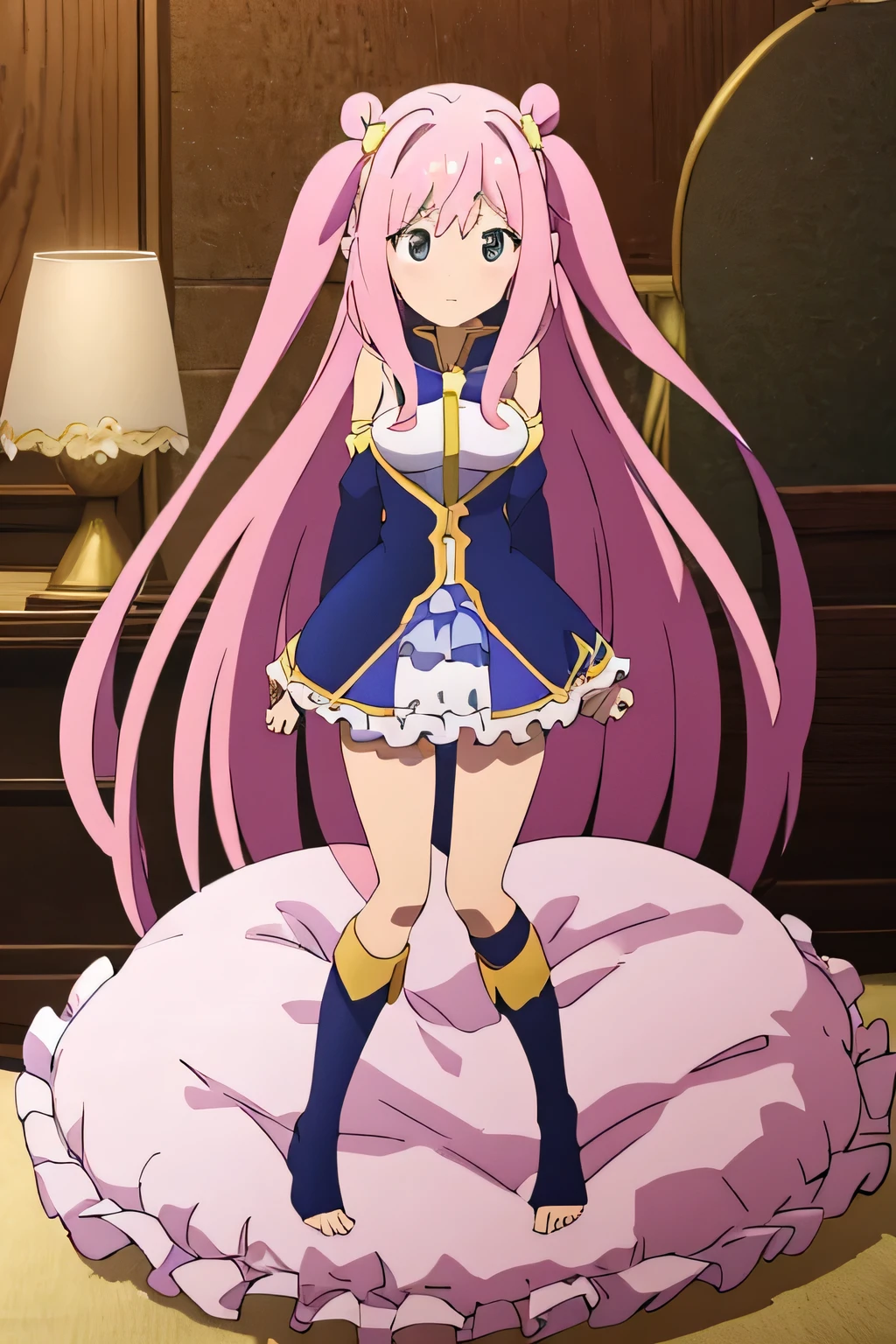 (best quality, masterpiece),mine , details, (Light and shadow oxtail , Cute girl posing on pillow ,Pillow,(piles of Pillow),Upholstered,Soft pillow quotation,Lots of Pillow,(Pillow),The love surrounding the protagonist,steam,Luxury Pillow),(Gorgeous pattern pillow),luxurious pillow,(bedroom), standing(Love around the protagonist),(Steaming hot),(pillow),Lots of pillow heads, long hair, frilled pillow , ((pink pillow)) , big pillow , standing on pillow, on pillow, pillow damage, (feet on the top of pillow), pillow on floor, destroy pillow, stepping pillow, stomping pillow, pillow trample, trampling pillow, full body, hatsune (princess connect)