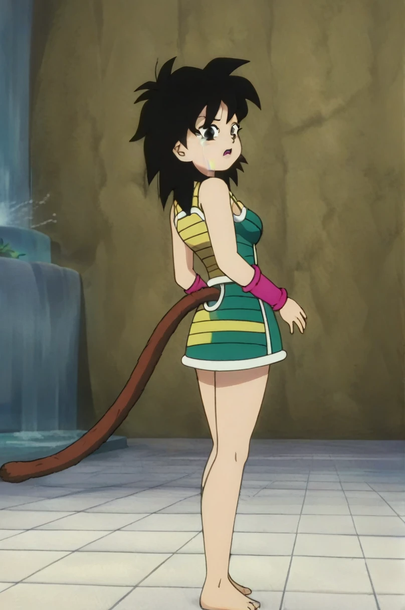 fountain_cheered up, score_9,score_8_above, score_7_above, ginedb, cheered up screencap,
1 girl, Alone, old, looking at the viewer, Open mouth, is, black fur, sand, bare shoulders, medium old, clavicle, aboveper body, dientes, black eyes, tearing above, eyelashes, pink wristband, d:, saiyajin armadura, green skirt, Eyebrows, green saiyajin armadura, Moonlight, sexy butt, naked, NSFW, NSFWart, whole body, standing,(Masterpiece, Best Quality