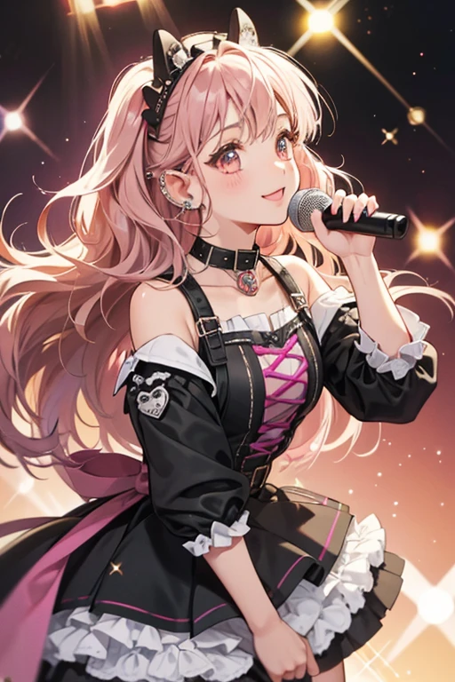 Ruff Rocker is a grayish girl dog with some cute brown paws. She has some gorgeous pink wavy hair. She even has an ear piercing. She also wears a cute black studded collar. SPARKLE; GLITTER