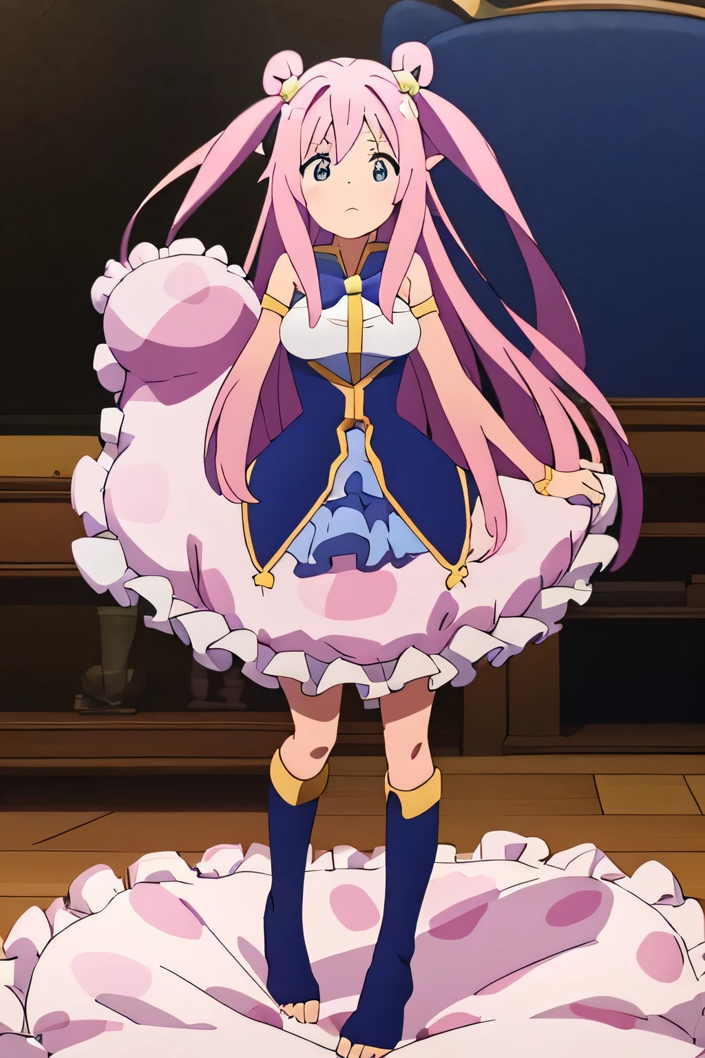 （best quality， masterpiece），mine , details, (Light and shadow oxtail) , Cute girl posing on pillow ，Pillow，Upholstered，Soft pillow，（Pillow），The love surrounding the protagonist，steam，Luxury Pillow），（Gorgeous pattern pillow），luxurious pillow, standing（Love around the protagonist), long hair, frilled pillow , ((pink pillow)) , big pillow , standing on pillow, on pillow, pillow damage, (feet on the top of pillow), pillow on floor, destroy pillow, stepping pillow, stomping pillow, fluffy pillow, pillow trample, trampling pillow, full body, hatsune (princess connect)