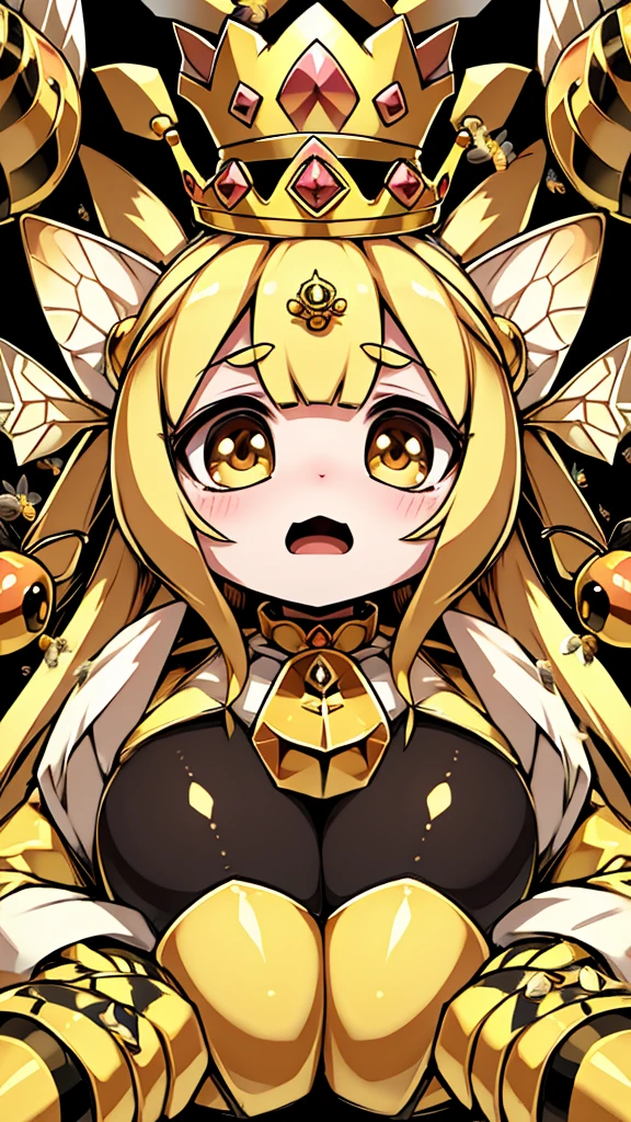 bee女孩，bee girl，mature body，拟人bee，拟人bee，Compound eyes，crown，cute，bee触角，bee，bee皮肤