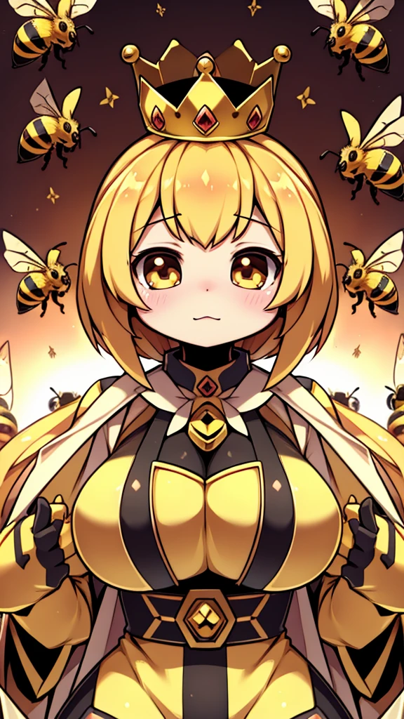 bee女孩，bee girl，mature body，拟人bee，拟人bee，Compound eyes，crown，cute，bee触角，bee，bee皮肤