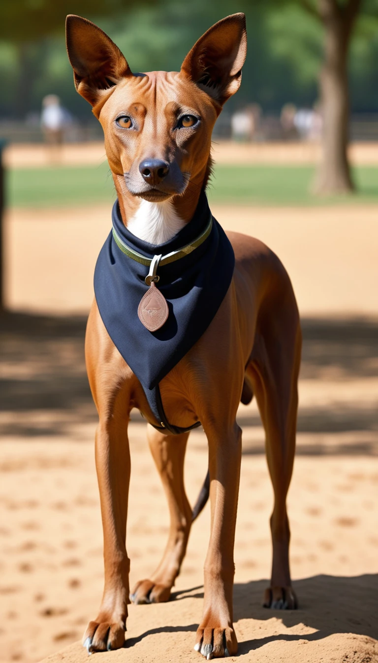 There is no one, realistic photo, photo realism, realism, Azwak(Azawakh), perfect composition, intricate details, Very sharp, masterpiece, profile, high resolution, looking at the viewer, Full body photo in the dog park