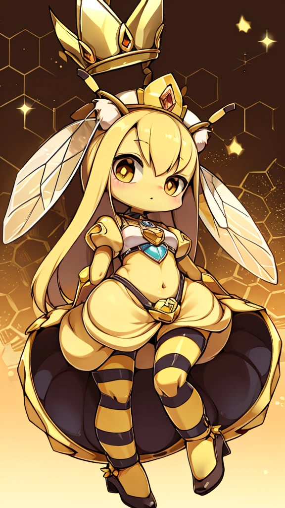 bee女孩，bee girl，mature body，拟人bee，拟人bee，Compound eyes，crown，cute，bee触角，bee，bee皮肤