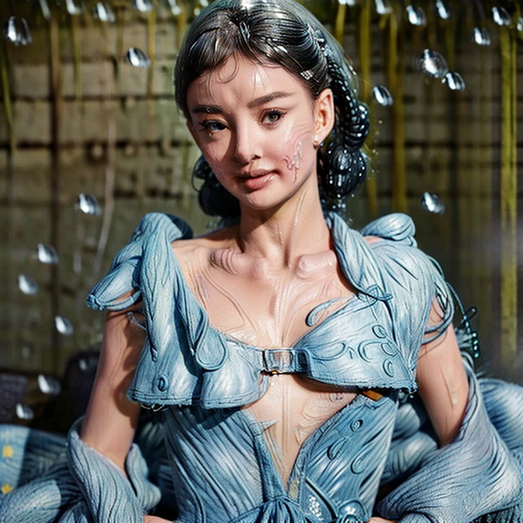 masterpiece of ExtremelyDetailed (ProfessionalPhoto of Stunning women:1.4) Looking at Sky, (((Downpour))), BraidHair with bun, (Joyful Expressions LifeLike Rendering), ((Extremely detailed beautiful face and eyes)) BlushAhegao SmoothArmpit LiquidSoap WhiteBubbles (((WetHair)))  BREAK  PUNIPUNI (((AudreyHepburn))), Beltbra, MysticSight, (Torrential Rain:1.4) (SparklingDrops:1.28) (Overflowing HUGE Underboob Overflowing WaterDrops Overflowing water)(((WetHair WetFace WetSkin:1.37))), (SFW), HiddenHands, MotionBlur (BokeH:1.4), (no extra limbs), (no extra eyebrow), (((from above)))