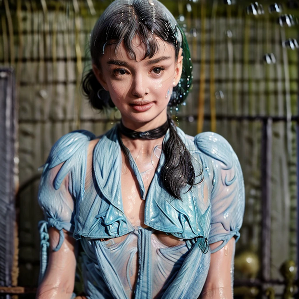 masterpiece of ExtremelyDetailed (ProfessionalPhoto of Stunning women:1.4) Looking at Sky, (((Downpour))), BraidHair with bun, (Joyful Expressions LifeLike Rendering), ((Extremely detailed beautiful face and eyes)) BlushAhegao SmoothArmpit LiquidSoap WhiteBubbles (((WetHair)))  BREAK  PUNIPUNI (((AudreyHepburn))), Beltbra, MysticSight, (Torrential Rain:1.4) (SparklingDrops:1.28) (Overflowing HUGE Underboob Overflowing WaterDrops Overflowing water)(((WetHair WetFace WetSkin:1.37))), (SFW), HiddenHands, MotionBlur (BokeH:1.4), (no extra limbs), (no extra eyebrow), (((from above)))