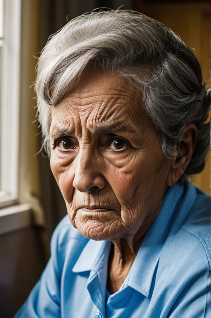 Elderly woman looking with disappointment