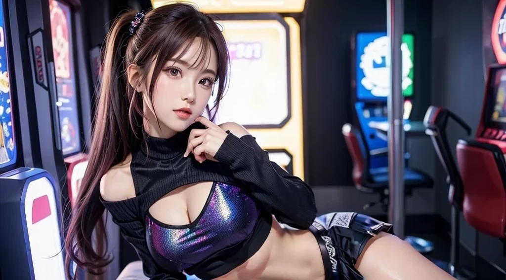 skin、Black mini skirt