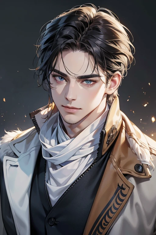 (best quality,4k,8k,highres,masterpiece:1.2),ultra-detailed,(realistic,photorealistic,photo-realistic:1.37),30 year old man,3 day beard,handsome anime,portraits,strong,masculine,dark hair,sharp jawline,mesmerizing eyes,perfectly styled hair,cool anime outfit,confident expression,vibrant colors,dynamic lighting, CEO and expression smile in love.
