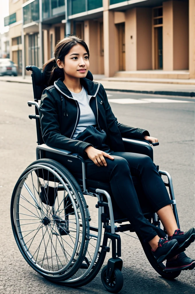 A girl in a wheelchair
