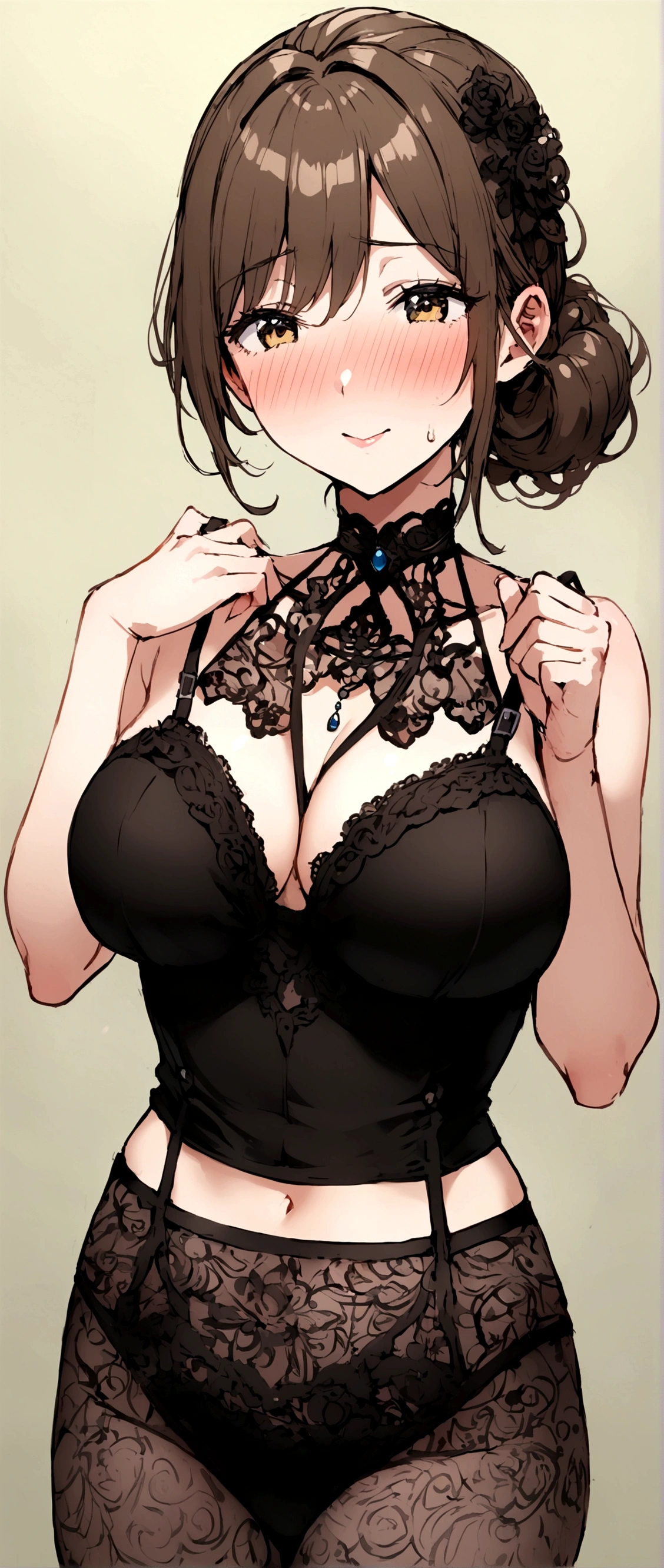 A MILF teacher in lingerie blush