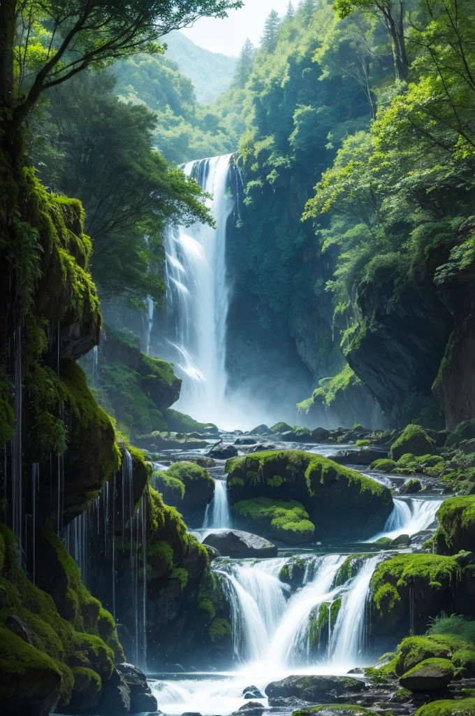Make abstract art of a waterfall