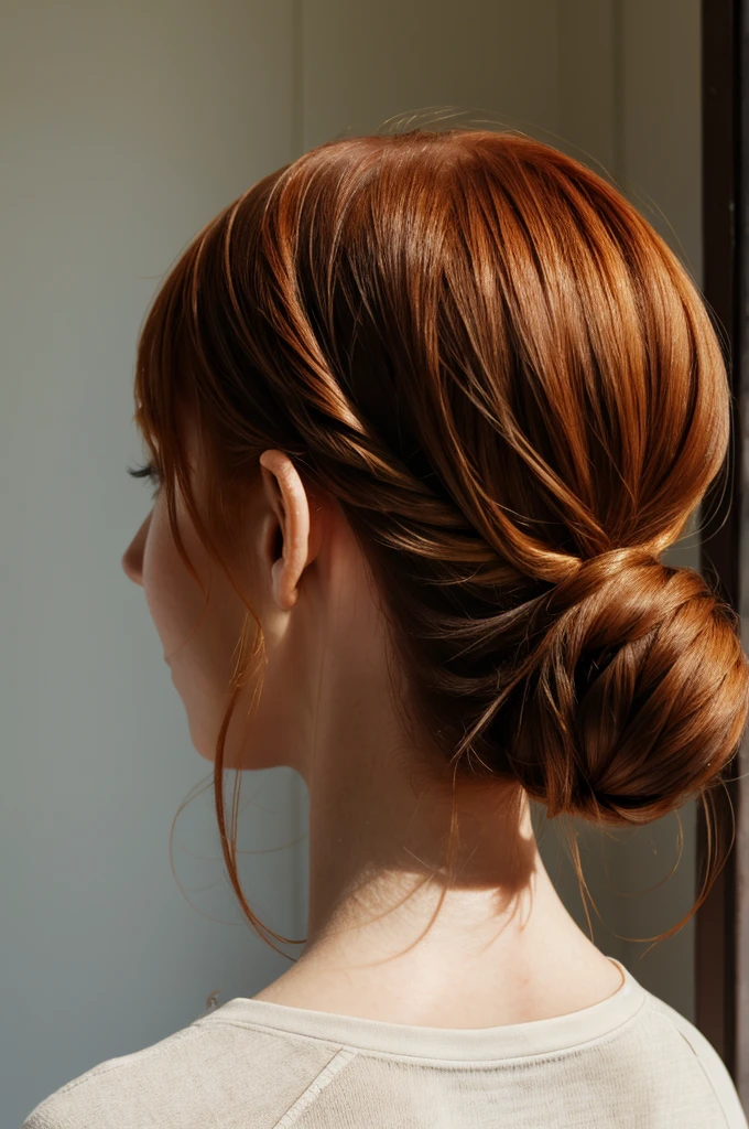 Ginger girl with hair tied to the back
