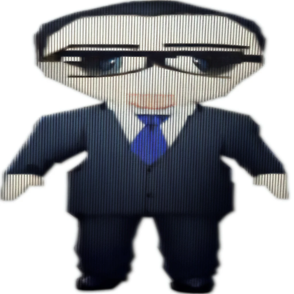 a close up of a cartoon character Wear a suit and tie, 他Wearing a suit, Donald Trump Fortnite Skin, Donald Trump full body detail, Wearing a suit, Animatronic Mark Zuckerberg, Full body mascot, Wear a suit and tie, Wear a suit and tie, Wear a suit and tie, anime joe biden, Joe Biden plays the role of Jojo