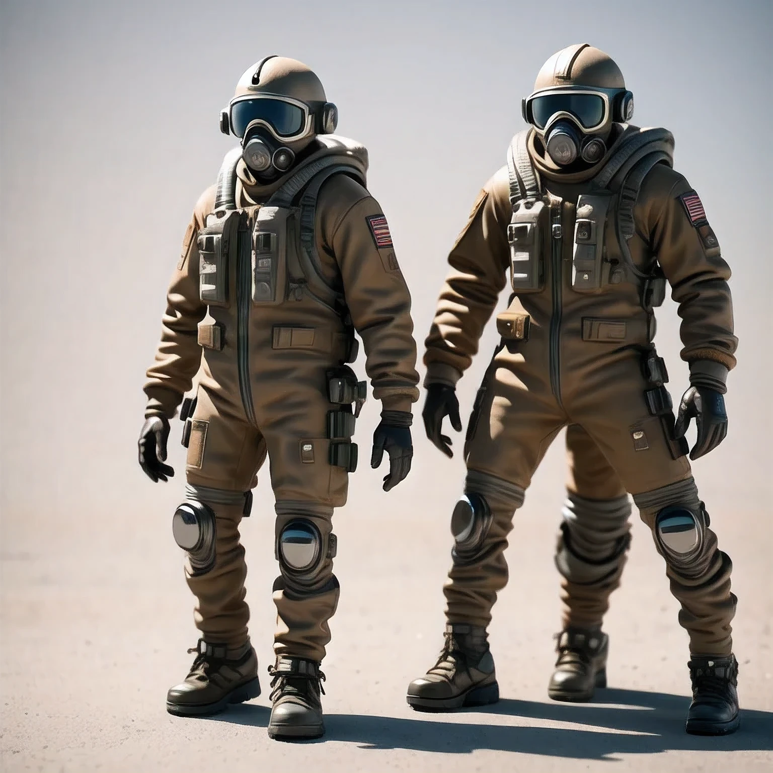 Image of a man wearing a gas mask and goggles, Science Fiction Characters render, 3D rendering style, Science Fiction Characters, Post-apocalyptic explorer, Science Fiction Characters, Stylized 3D rendering, 3 d character render, sci - fi pilot, Sci-fi soldier, character render, Stylized characters, Dusty spacesuit