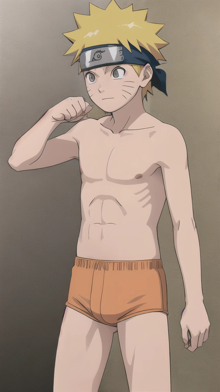 Naruto, shirtless, underpants, orange briefs, bathtub, -yeld bo