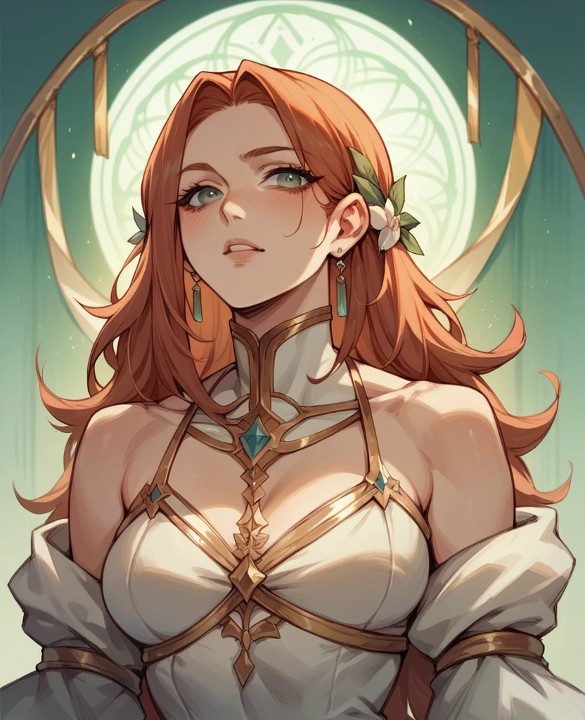 Light auburn hair while body of goddess