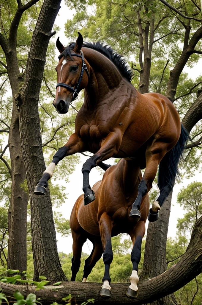 real, simple, horse, impossible place, up the tree branch