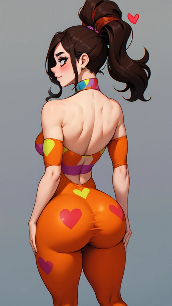 Clown woman, curvy, back view