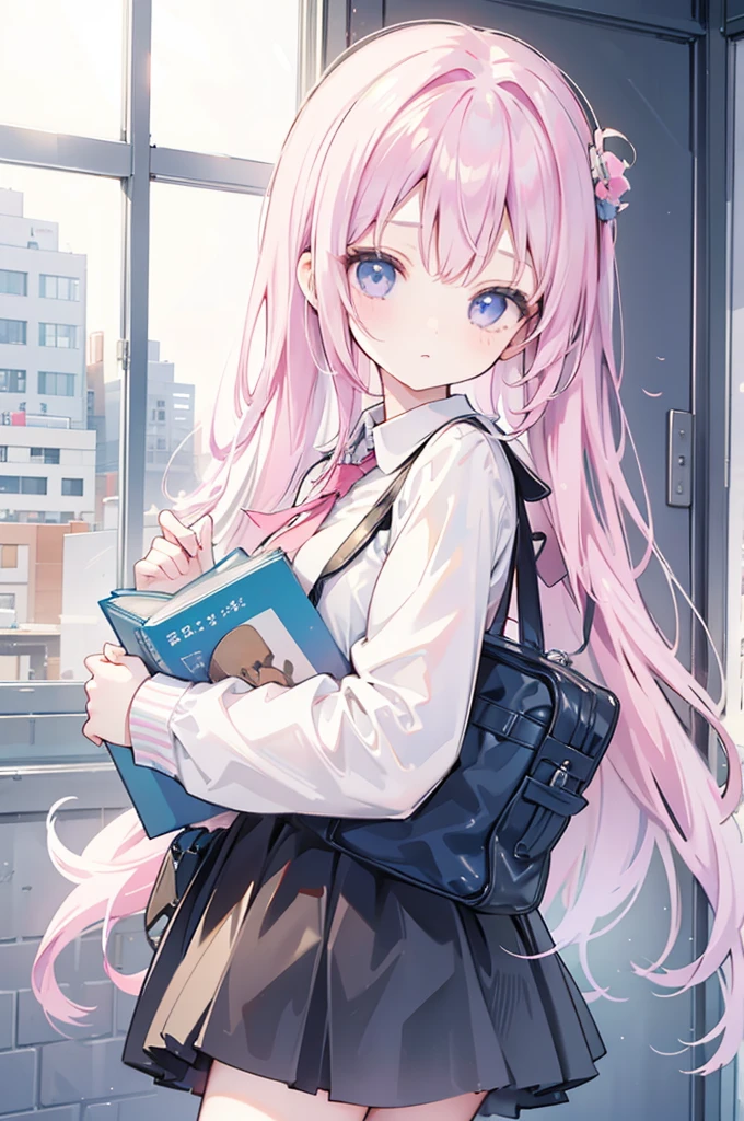 Beautiful girl carrying heavy books in her hands、cute、Highest quality、masterpiece、One Girl、beautiful、Troubled face