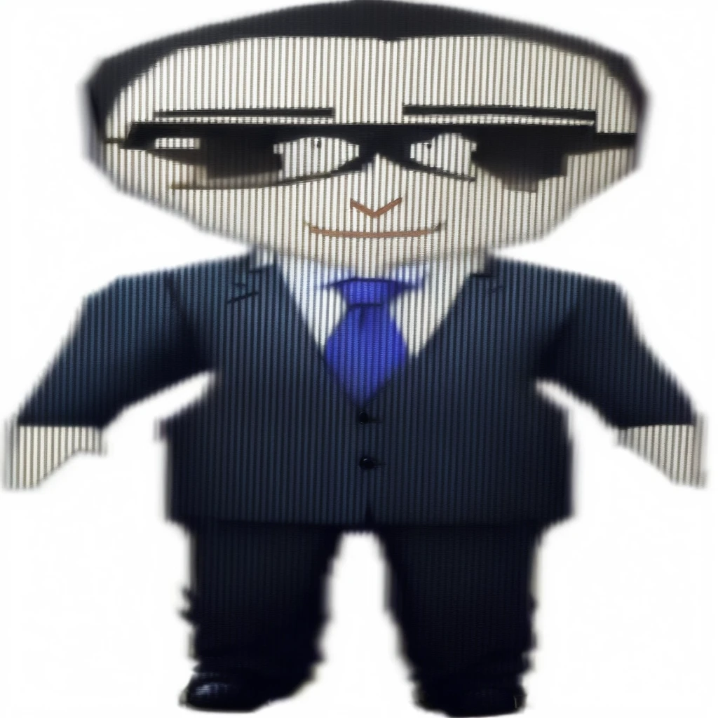 a close up of a cartoon character Wear a suit and tie, 他Wearing a suit,  Fortnite Skins, Donald Trump full body detail, Wearing a suit, animatronic, Full body mascot, Wear a suit and tie, Wear a suit and tie, Wear a suit and tie, Anime Joe plays the role of Jojo
