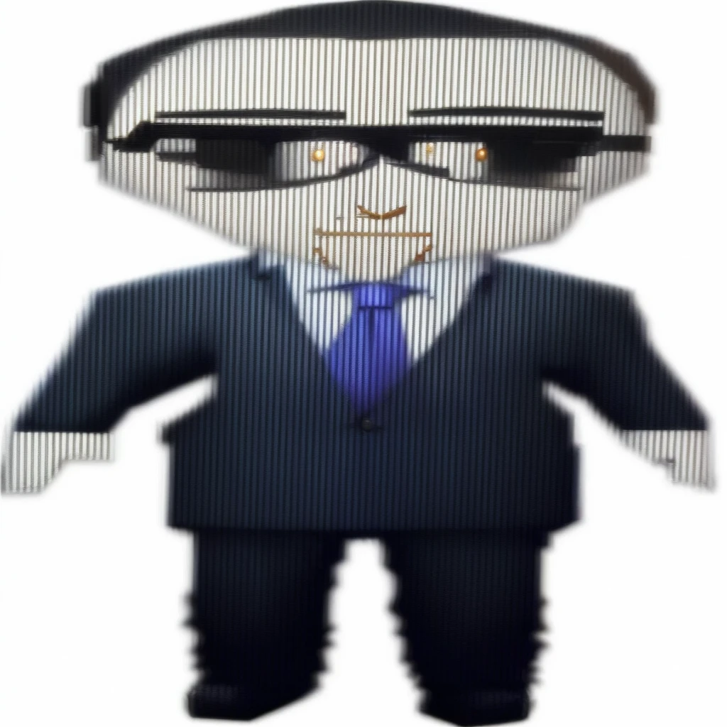 a close up of a cartoon character Wear a suit and tie, 他Wearing a suit, Fortnite Skins, Donald Trump full body detail, Wearing a suit, animatronic, Full body mascot, Wear a suit and tie, Wear a suit and tie, Wear a suit and tie, Anime Joe plays the role of Jojo