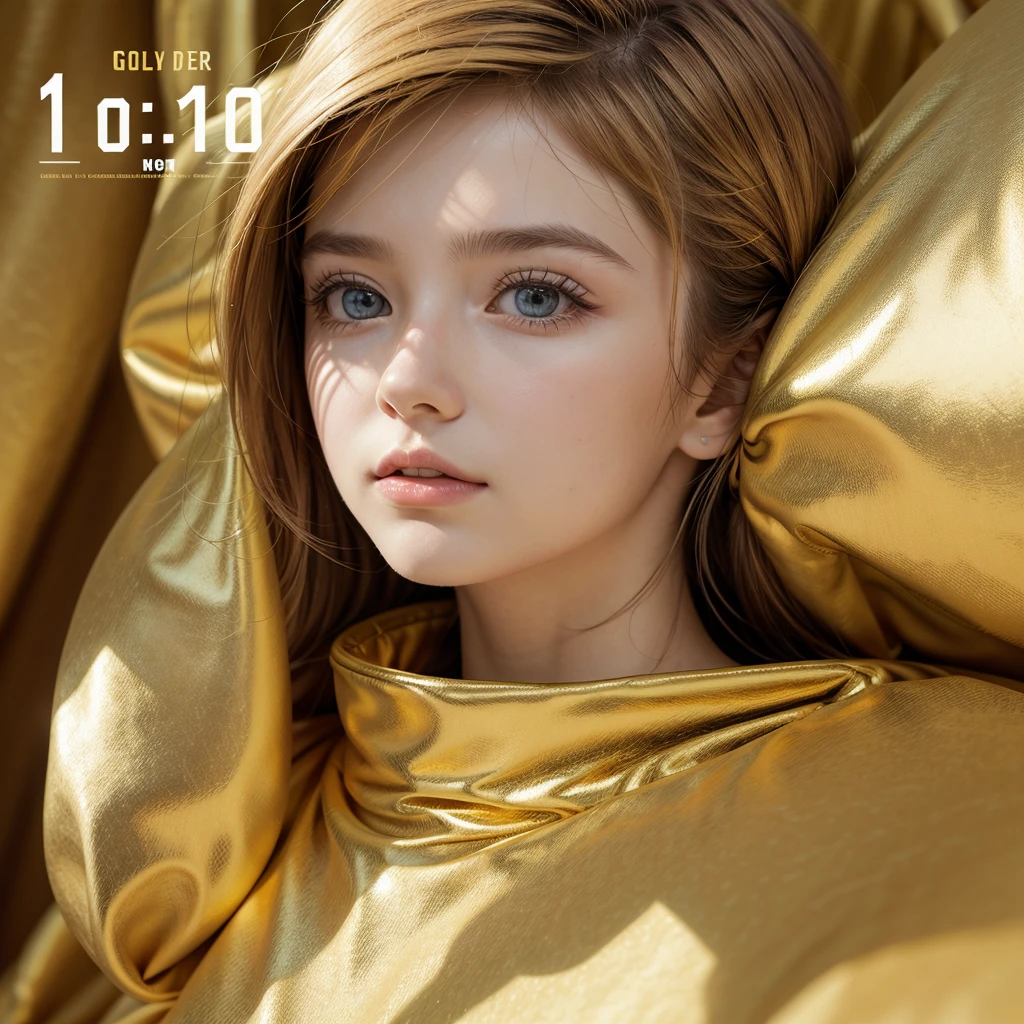 Text « 10 anos », golden, white background
