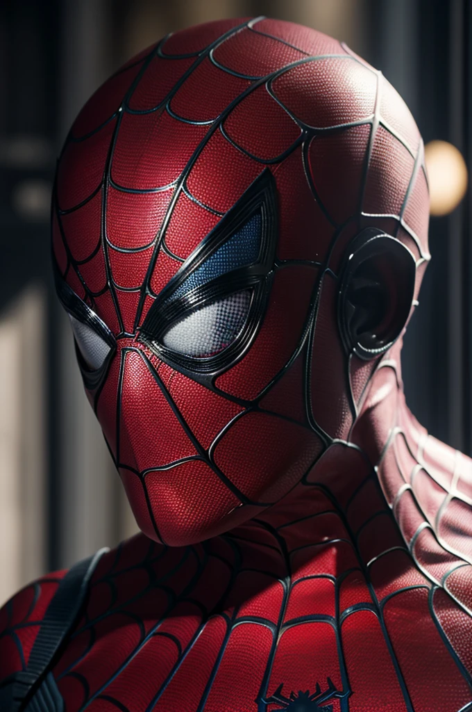 A photograph of Spider-Man., sin mascara, the 20s, elegant, detailed face, looking to the camera, portrait, 8k hd, high quality