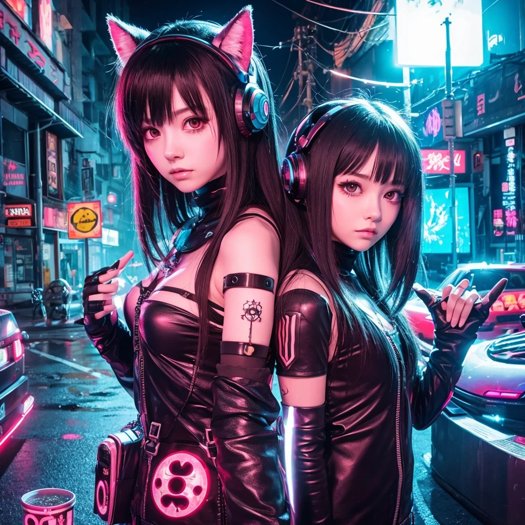 Cute,monster,cyber punk,psychedelic,psycho,anime,full