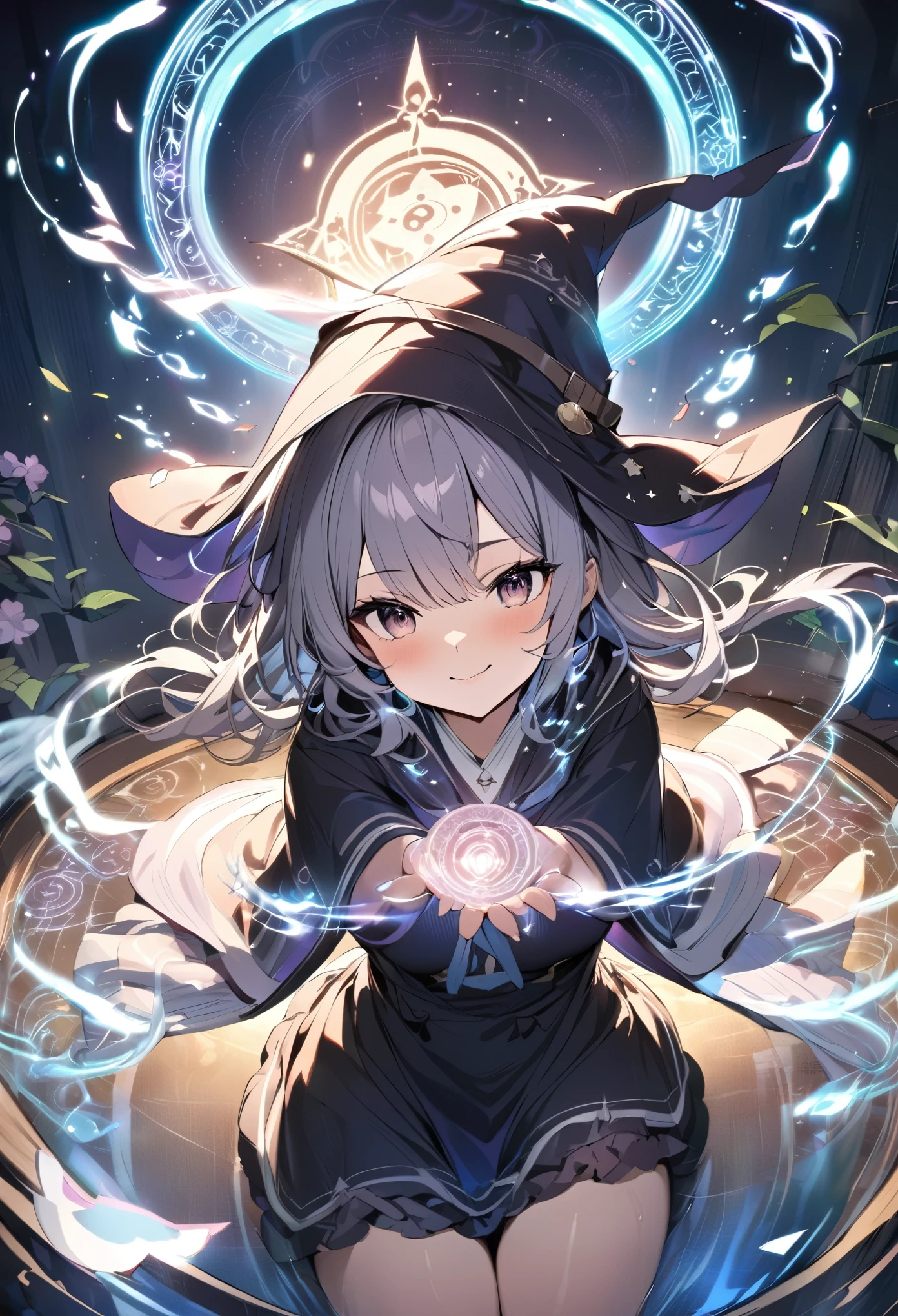 (masterpiece:1.2),(anime),(Wizard)、cute、Light effects、(Water Magic、magic circle)