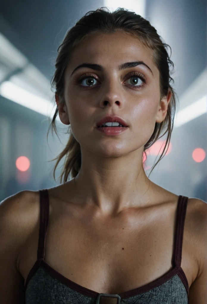 (GoPro view :1.1), willa holland in a (Die Hard (1988) film scene:1.1),hyperrealistic,professional,gloomy horror crushing atmosphere,hyperrealistic,soft bokeh,(hyperrealism),view from below shot,cinematic quality,((cinestill 800 film)),detailed realistic,35mm,rendered by octane,iso 150,
