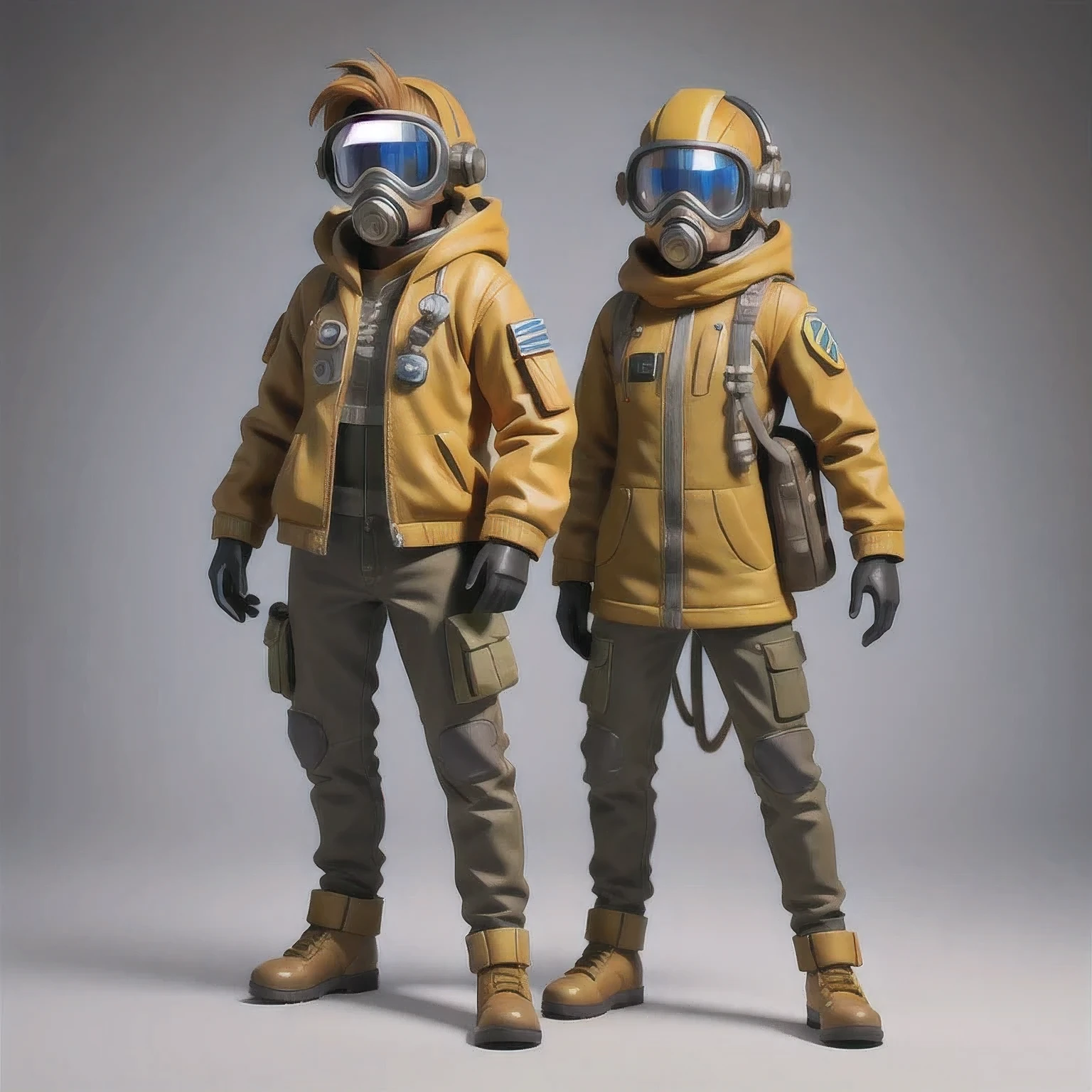 Image of a man wearing a gas mask and goggles, Science Fiction Characters render, 3D rendering style, Science Fiction Characters, Post-apocalyptic explorer, Science Fiction Characters, Stylized 3D rendering, 3 d character render, sci - fi pilot, Sci-fi soldier, character render, Stylized characters, Dusty spacesuit