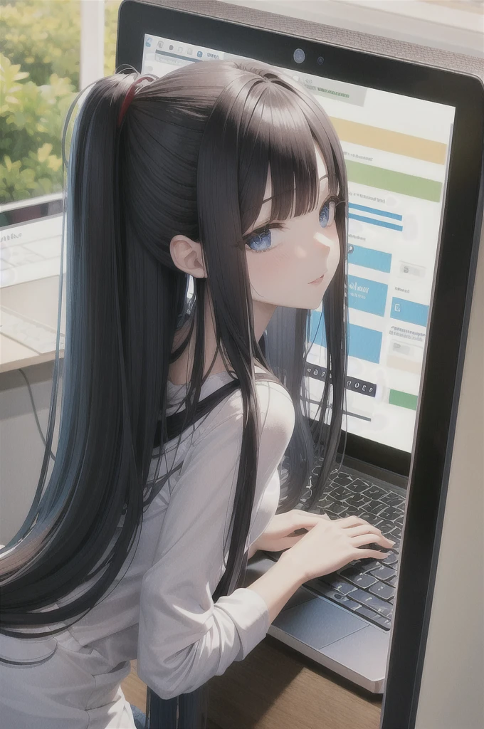 long black hair using computer