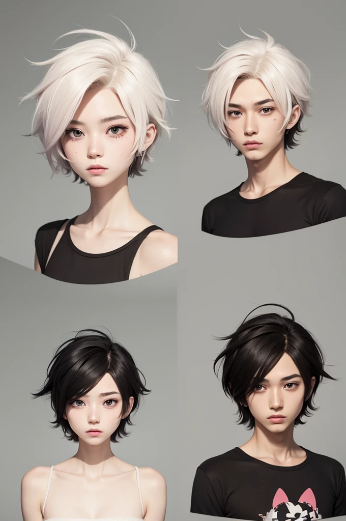 genderless OC, shorth hair, 2D Cartoon Style