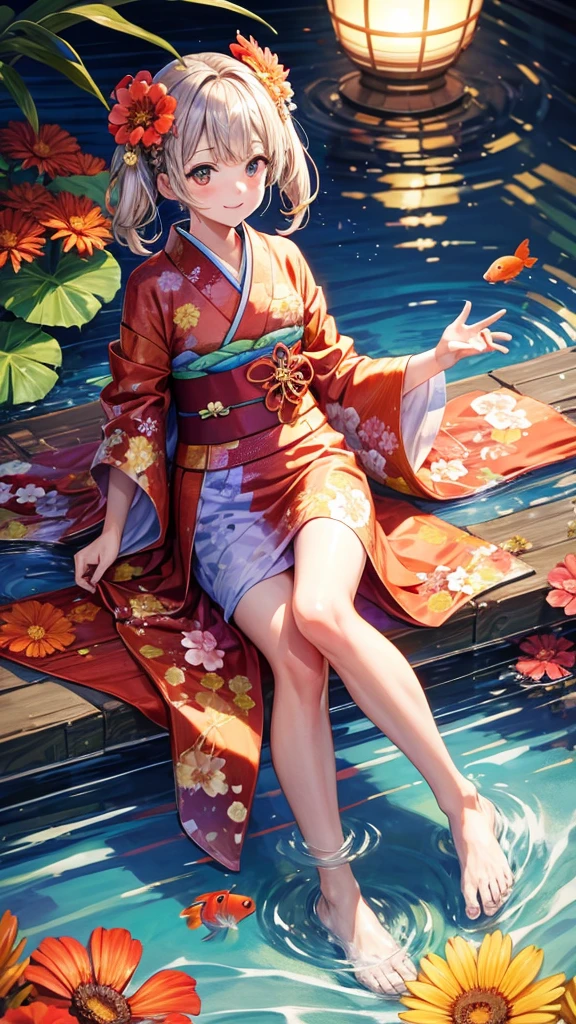summer kimono Goldfish flower Girl clear cute Emotional