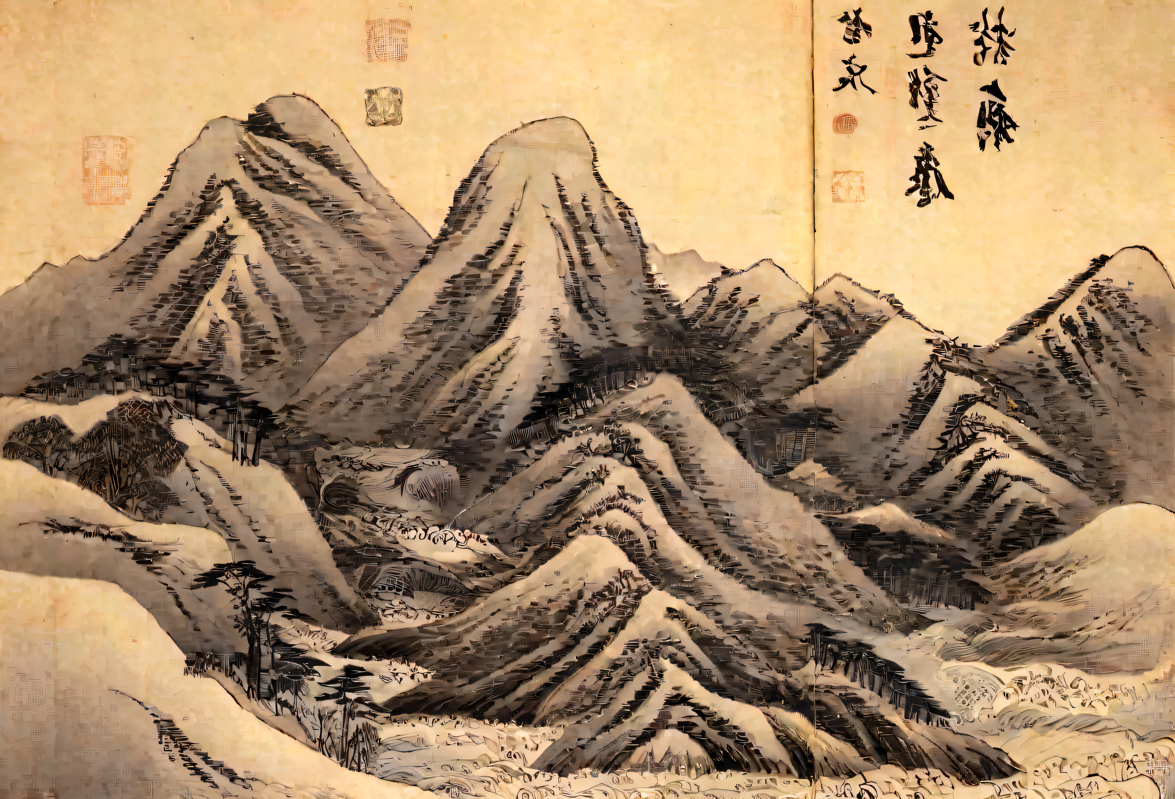 Yamakawa,Rivers,sun,Skylark Scroll of Mountains and Seas,Ancient mythology《The Book of Mountains and Seas》,A magnificent composition,shadowing,National style,martial arts,immigration,Practice martial artsartial arts